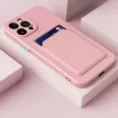 Card Case Silicone Samsung Galaxy A12 hátlap, tok, rózsaszín