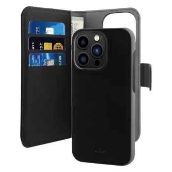   Puro Wallet Detachable MagSafe 2in1 PU Leather Case with Flap and Wallet iPhone 14 Pro tok, fekete