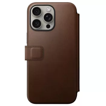  Nomad Modern Leather Folio case for iPhone 15 Pro Max 6,7" tok, barna