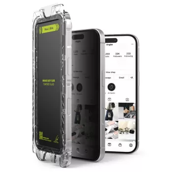   RINGKE EASY SLIDE 2-PACK IPHONE 16 PRO PRIVACY edzett üvegfólia, fekete