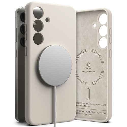 RINGKE SILICONE MAGNETIC MAGSAFE SAMSUNG GALAXY S25 tok, bézs