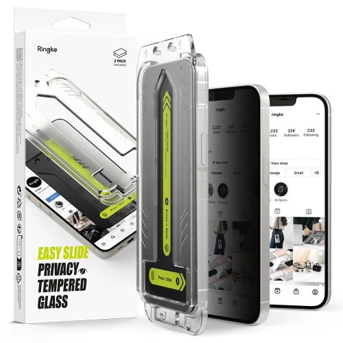Ringke Easy Slide Privacy Glass 2db for iPhone 13 / 13 Pro / 14 / 16e betekintésvédő üvegfólia