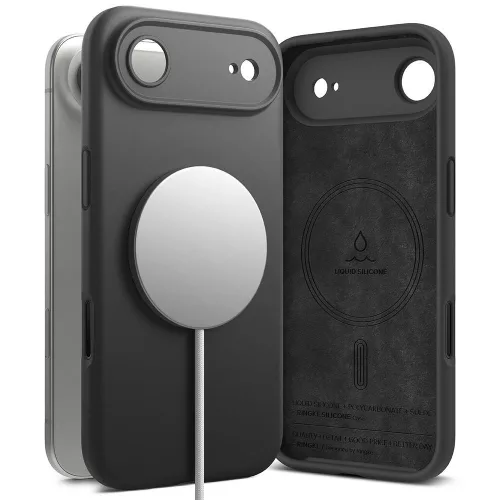 Ringke Silicone Magnetic MagSafe Case iPhone 17 Air tok, fekete