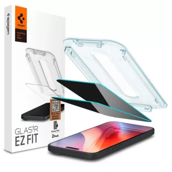   SPIGEN GLAS.TR ”EZ FIT” 2-PACK IPHONE 16 PRO PRIVACY edzett üvegfólia, fekete