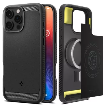   Spigen Rugged Armor Mag Magsafe case iPhone 16 Pro 6,3" matte tok, fekete