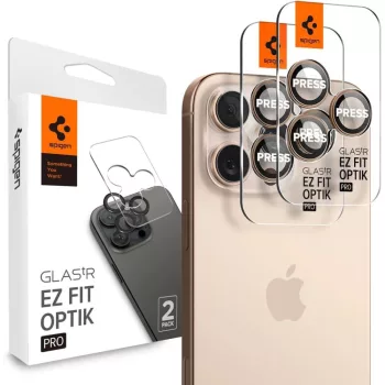   SPIGEN OPTIK PRO GLAS.TR ”EZ FIT” CAMERA PROTECTOR 2-PACK IPHONE 16 PRO / PRO MAX DESERT TITANIUM