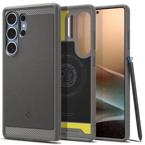 SPIGEN case RUGGED ARMOR MAG compatible with MagSafe Samsung Galaxy S25 Ultra marble tok, szürke