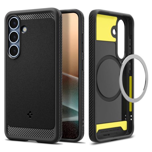 SPIGEN case RUGGED ARMOR MAG compatible with MagSafe Samsung Galaxy S25 Plus tok, fekete