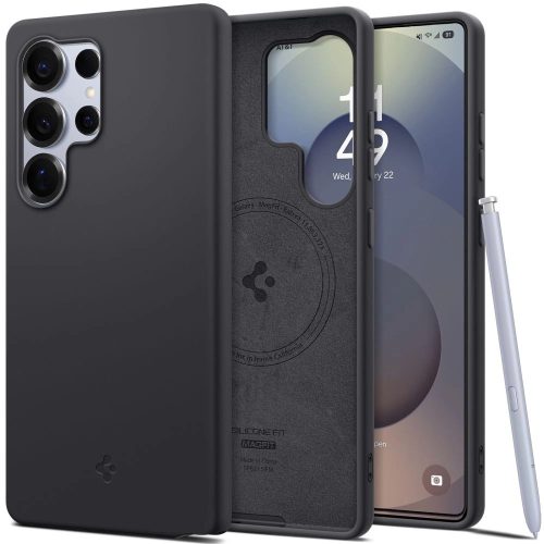 Spigen Silicone Fit Mag Case Samsung Galaxy S25 Ultra tok, fekete