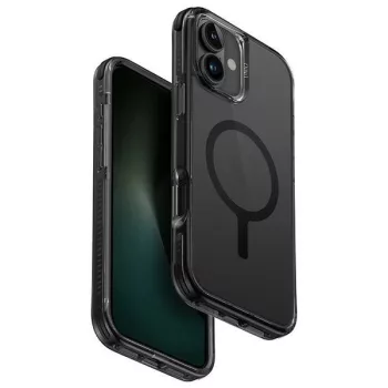   Uniq Combat iPhone 16 6.1" case Magclick Charging tok, fekete/carbon tok, fekete