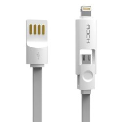   Rock lightning/Micro-USB kombinált kábel, 200 cm, acélszürke