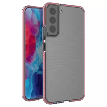   Spring Case Cover Gel Cover színes kerettel Samsung Galaxy S22 Plus, rózsaszín