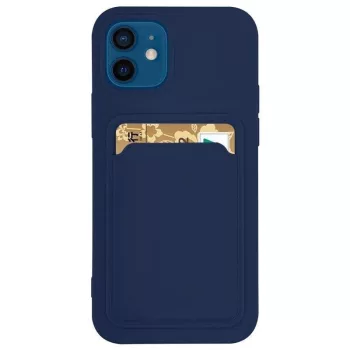   Card Case Silicone Cover Wallet with Card Slot tok Samsung Galaxy S22 Plus, sötétkék, kék
