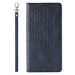 Magnet Strap Case iPhone 14 Plus Flip Wallet Mini Lanyard Stand tok, kék