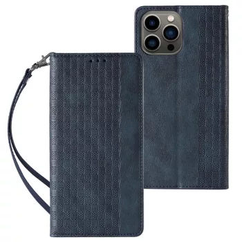   Magnet Strap oldalra nyíló tok Samsung Galaxy S23 Plus Flip Wallet Mini Lanyard Stand, kék