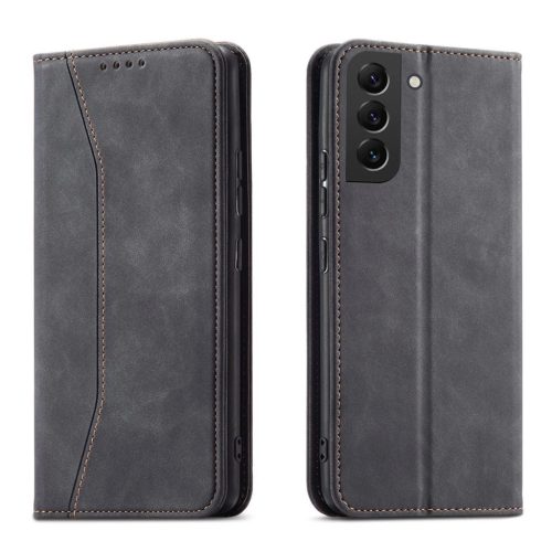Magnet Fancy Case Samsung Galaxy S23 Ultra oldalra nyíló tok, fekete