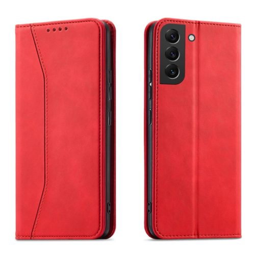 Magnet Fancy Case Samsung Galaxy S23 Ultra oldalra nyíló tok, piros