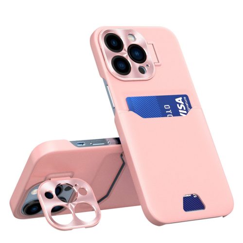 Leather Stand Case tok Samsung Galaxy S23 Ultra Cover cover card wallet with stand, rózsaszín