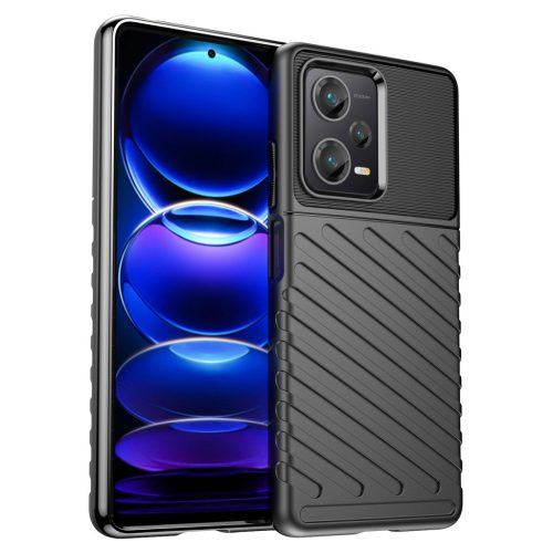 Thunder Case case for Xiaomi Redmi Note 12 Pro+ silicone armor case tok, fekete