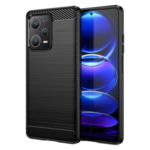 Carbon Case case for Xiaomi Redmi Note 12 Pro+ flexible silicone carbon cover tok, fekete