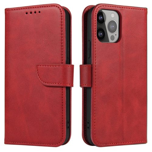 Wallet Case with Stand iPhone 15 Pro Max Magnet Case tok, piros