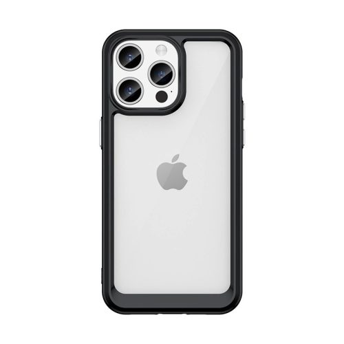 iPhone 15 Pro Outer Space reinforced case with a flexible frame tok, fekete