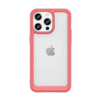   Reinforced case with a flexible frame iPhone 15 Pro Outer Space tok, piros