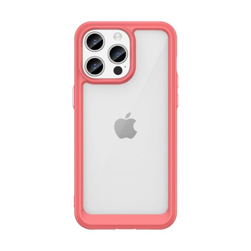Reinforced case with a flexible frame iPhone 15 Pro Outer Space tok, piros