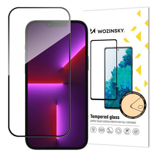 Wozinsky Full Glue iPhone 15 Plus Case Friendly Full Glue Edzett üvegfólia with Frame - Black