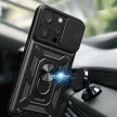 Hybrid Armor Camshield case with stand and camera cover iPhone 15 Pro tok, rózsaszín