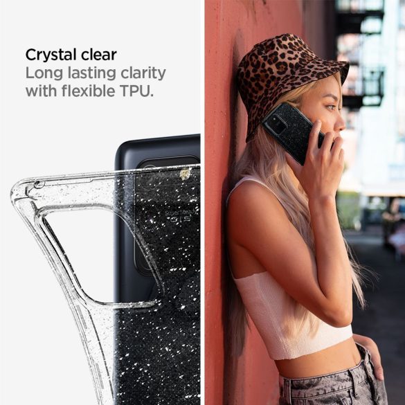 Spigen Liquid Crystal Glitter Samsung Galaxy S10 Lite/A91 hátlap, tok, átlátszó