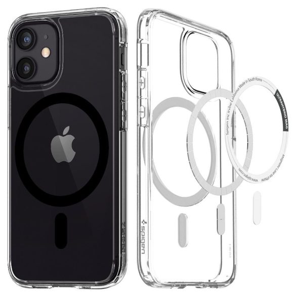 Spigen Ultra Hybrid Magsafe iPhone 12/12 Pro hátlap, tok, átlátszó-fekete