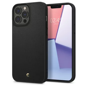   Spigen Cyrill Leather Brick iPhone 13 Pro Max ökobőr, oldalra nyíló tok, fekete