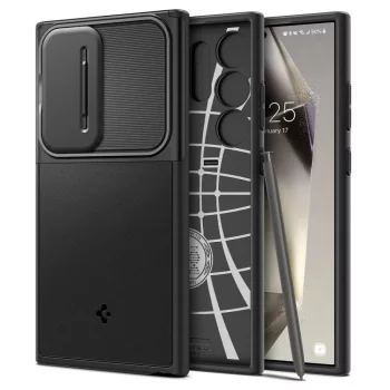   Spigen Optik Armor tok Samsung Galaxy S24 Ultra kameravédővel, fekete