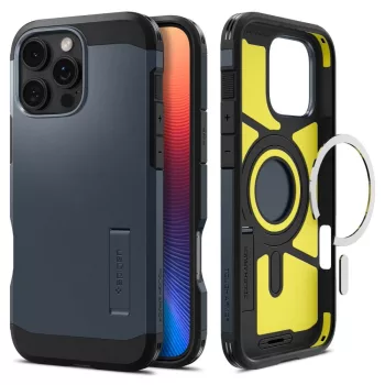   Spigen Tough Armor MagSafe iPhone 16 Pro Max ütésálló kemény hátlap, tok, gunmetal, sötétszürke