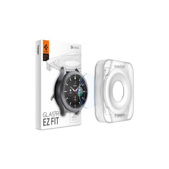 Spigen Glas tR EZ Fit 2db Samsung Galaxy Watch 4 42mm kijelzővédő üvegfólia felrakó kerettel, átlátszó