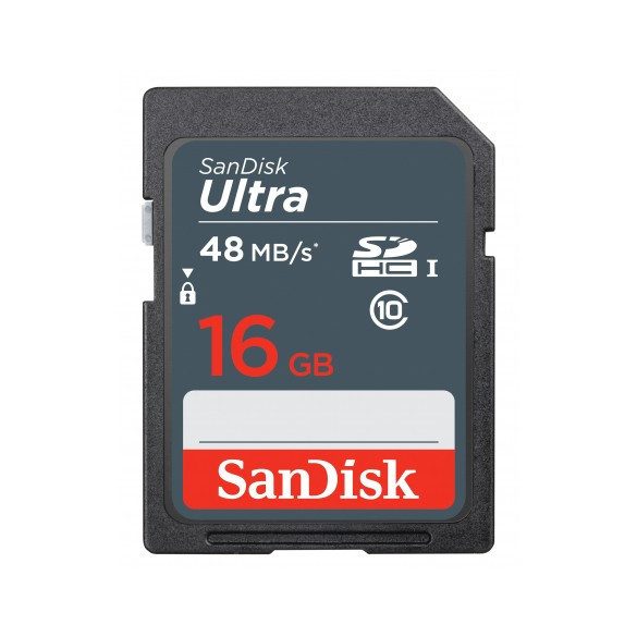 SanDisk Ultra SDHC, 16GB, class 10, UHS-I, 48 MB/s, memóriakártya