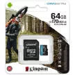 Kingston Canvas Go! Plus micro SDXC, 64GB, class 10, UHS-I, 170 MB/s, memóriakártya adapterrel
