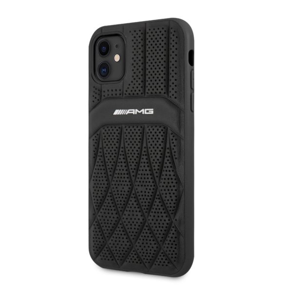 AMG iPhone 11 Leather Curved Lines (AMHCN61OSDBK) hátlap, tok, fekete