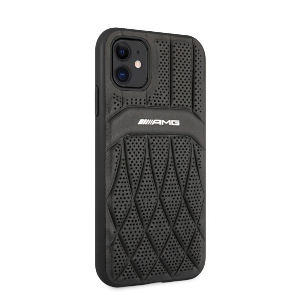 AMG iPhone 11 Leather Curved Lines (AMHCN61OSDBK) hátlap, tok, fekete