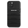 AMG AMHCP13SGSEBK iPhone 13 mini 5,4", hátlap, tok, bőr dombornyomásos vonalakkal, fekete