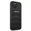 AMG AMHCP13SGSEBK iPhone 13 mini 5,4", hátlap, tok, bőr dombornyomásos vonalakkal, fekete