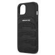 AMG AMHCP13SGSEBK iPhone 13 mini 5,4", hátlap, tok, bőr dombornyomásos vonalakkal, fekete
