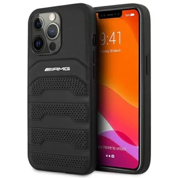   AMG Leather Debossed Lines tok iPhone 14 Pro Max 6,7" AMHCP14XGSEBK, fekete