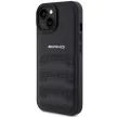 AMG AMHCP15MGSEBK iPhone 14 Plus/15 Plus 6.7", hátlap, tok, bőr,dombornyomott vonalakkal, fekete