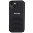 AMG AMHCP15MGSEBK iPhone 14 Plus/15 Plus 6.7", hátlap, tok, bőr,dombornyomott vonalakkal, fekete