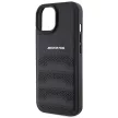 AMG AMHCP15MGSEBK iPhone 14 Plus/15 Plus 6.7", hátlap, tok, bőr,dombornyomott vonalakkal, fekete
