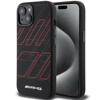   AMG AMHMP15M23SSPK Large Rhombuses Pattern iPhone 14 Plus/15 Plus 6.7", hátlap, tok, fekete