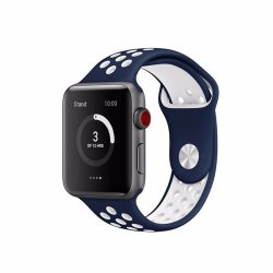 Apple Watch szilikon 40mm lélegző sport szíj, kék-fehér