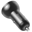 Baseus CCBX-0G Car Charger with Digital Display univerzális autós szivargyújtó töltő, 2xUSB-A, 2.4A, 24W, fekete